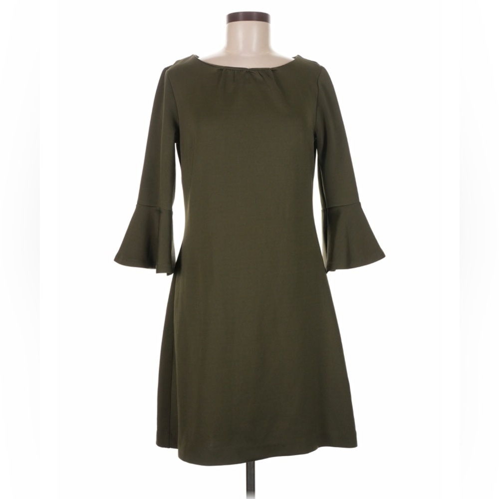 New York & Company Olive Green Bell Sleeve Mini Dress - Picture 2 of 6